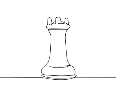 Satranç figürü. Satranç kalesi. Satranç oyunu. Uluslararası Satranç Günü. Farklı kullanım alanları için bir çizgi. Vektör illüstrasyonu.