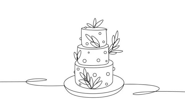 Tårta Dekorerad Med Kvistar Grönska Och Pärlor Internationella Kakdagen Ritning — Stock vektor