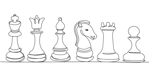 棋士下棋的游戏国际国际象棋日 不同用途的单行绘图 矢量说明 — 图库矢量图片