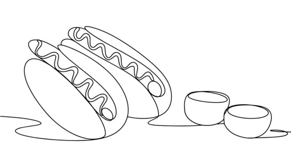 Hot Dogs Soucoupes Sur Table Malbouffe Rapide Journée Nationale Malbouffe — Image vectorielle