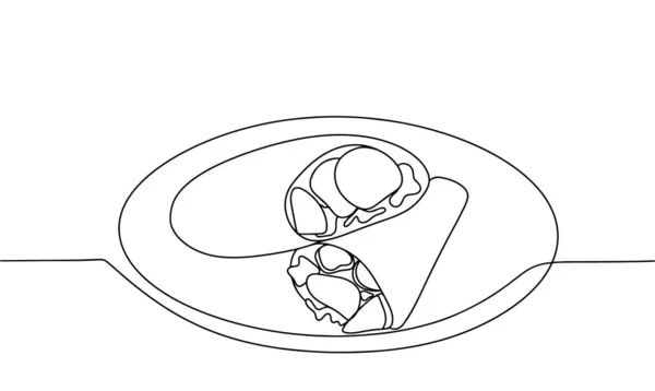 Лула Кебаб Хлібі Піта Національний День Нездорової Їжі Один Рисунок — стоковий вектор