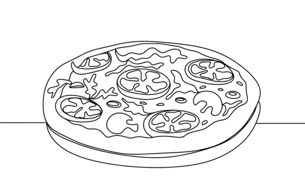 Appetitliche Pizza Mit Tomaten Pilzen Und Salat Nationaler Junk Food — Stockvektor