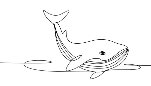 Кит Всемирный День Китов Дельфинов Один Рисунок Линии Различных Целей — стоковый вектор