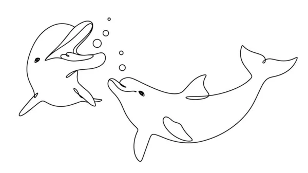 Dos Delfos Nadan Bajo Agua Día Mundial Las Ballenas Los — Archivo Imágenes Vectoriales