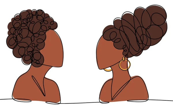 모양이 우거진 아름다운 아프리카 아프리카의 여성의 용도를 선그리기 Color Vector — 스톡 벡터