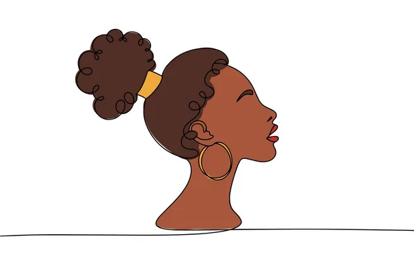 Mujer Africana Los Hombros Día Mujer África Dibujo Una Línea — Archivo Imágenes Vectoriales
