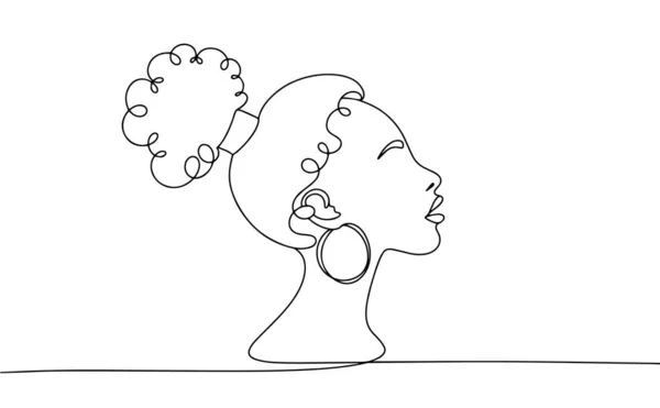肩膀上的非洲女人非洲妇女日 不同用途的单行绘图 矢量说明 — 图库矢量图片