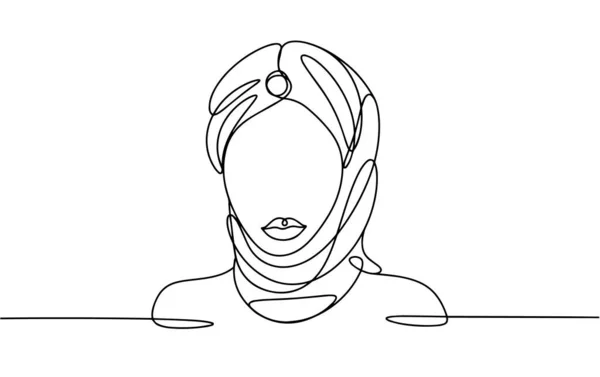 一个戴头巾的非洲女人非洲妇女日 不同用途的单行绘图 矢量说明 — 图库矢量图片