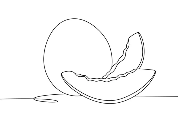 Melone Intero Affettato Disegno Linea Usi Diversi Illustrazione Vettoriale — Vettoriale Stock