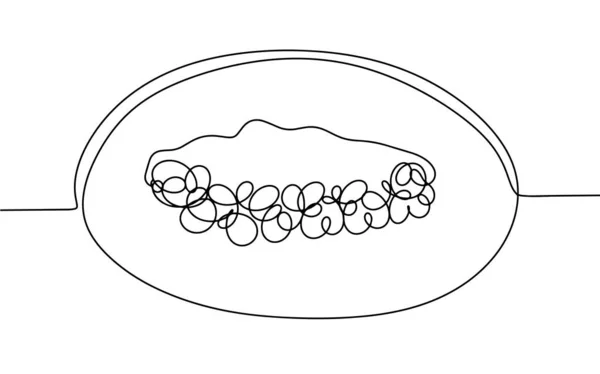 Eine Halbe Melone Mit Samen Eine Linienzeichnung Für Verschiedene Zwecke — Stockvektor