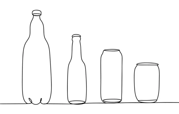 Bira Için Kap Plastik Şişe Cam Şişe Çeşitli Boyutlarda Kutular — Stok Vektör