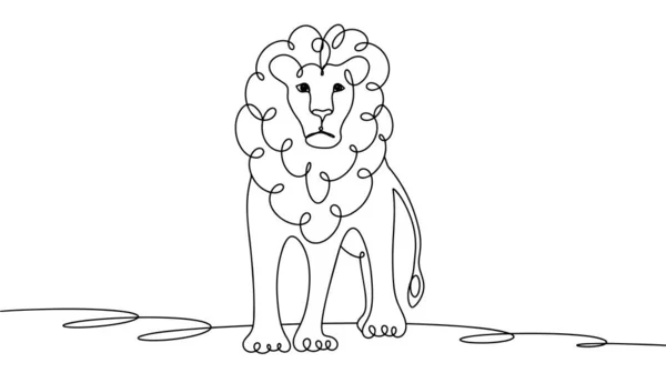 León Para Mira Hacia Adelante Día Mundial Del León Dibujo — Vector de stock