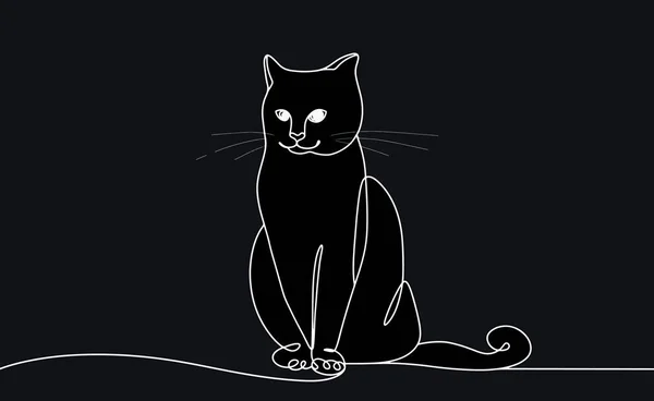 Gato Negro Está Sentado Día Nacional Del Gato Negro Dibujo — Vector de stock