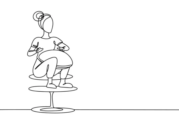 一个女人坐在椅子上玩糖果机 国际奇怪音乐日 不同用途的单行绘图 矢量说明 — 图库矢量图片