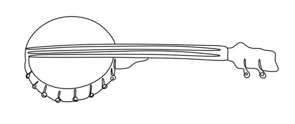 Banjolele 音乐乐器 国际奇怪音乐日 不同用途的单行绘图 矢量说明 — 图库矢量图片