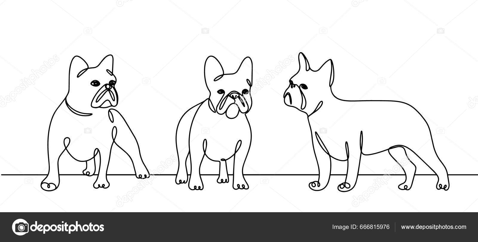 French Bulldog Different Poses International Dog Day One Line