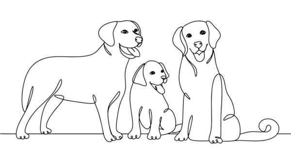 Dos Adultos Recuperadores Cachorro Labrador Día Internacional Del Perro Dibujo — Vector de stock