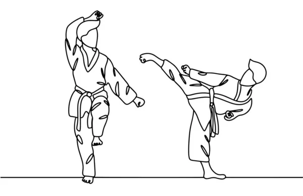 Dwóch Mężczyzn Stoi Różnych Pozycjach Bojowych Taekwondo Światowy Dzień Taekwondo — Wektor stockowy