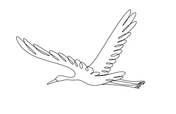 Crane Flies Free Flight World Crane Day One Line Drawing — Stock Vector