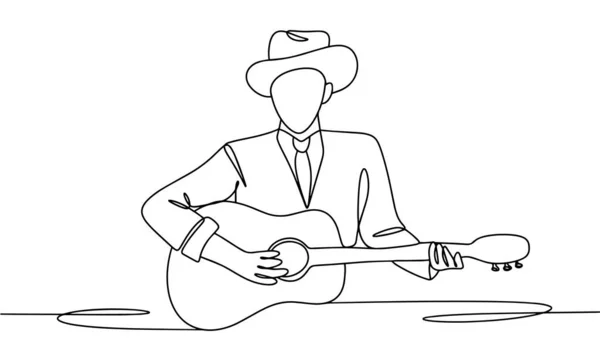 Man Cowboy Hat Plays Guitar International Country Music Day One — Stock Vector