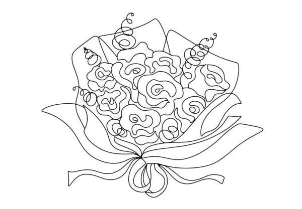 Гарний Букет Троянд Бантом Внизу Святковий Букет Всесвітній День Троянд — стоковий вектор