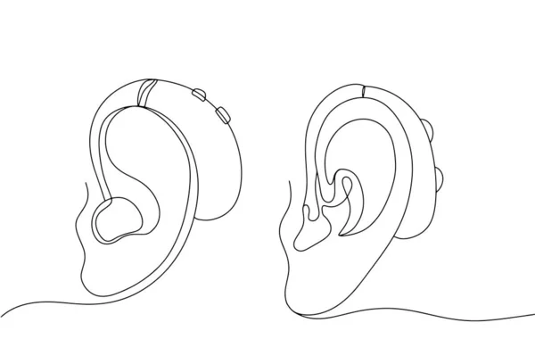 Aparat Słuchowy Ludzkim Uchu Urządzenie Słuchowe Międzynarodowy Dzień Języków Znakowych — Wektor stockowy