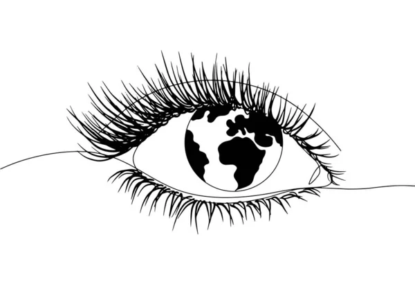 Человеческий Глаз Диафрагма Форме Земли Всемирная Неделя Сетчатки Всемирный День — стоковый вектор