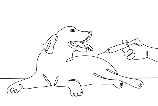 Veterinären Injicerar Hunden Med Ett Rabiesvaccin Förebyggande Sjukdomar Världsrabiesdagen Ritning — Stock vektor
