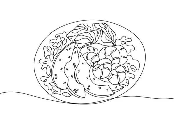 Une Assiette Délicieux Poke Avocat Aux Crevettes Une Nourriture Délicieuse — Image vectorielle