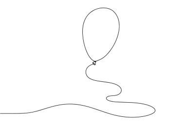 İpte balon. Dünya Balonları Günü 'nde. Farklı kullanım alanları için bir çizgi. Vektör illüstrasyonu.