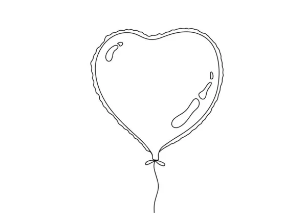 Balon Kształcie Serca Balony Wokół Światowego Dnia Rysunek Jednej Linii — Wektor stockowy