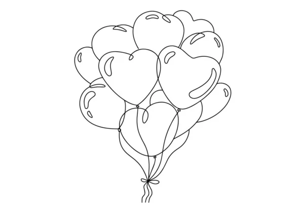 Paquete Globos Forma Corazón Globos Alrededor Del Día Mundial Dibujo — Archivo Imágenes Vectoriales