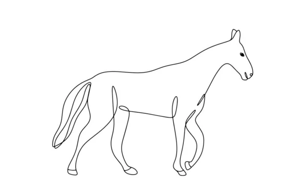 Das Pferd Steht Nutztiere Pferdezucht Welttag Der Nutztiere Eine Linienzeichnung — Stockvektor