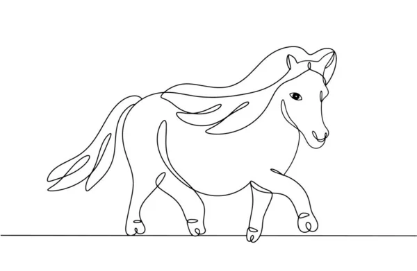 Pequeno Pony Pônei Está Andando Animal Domesticado Dia Mundial Dos — Vetor de Stock