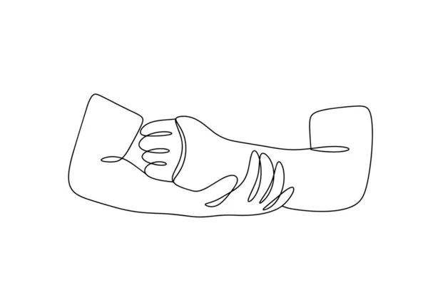 Оштукатурена Рука Штукатурка Зламаній Руці Всесвітній День Травми Однорядковий Малюнок — стоковий вектор