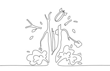 Askeri harekatla doğanın yok edilmesi. Savaşın çevre üzerindeki olumsuz etkisi. Uluslararası Savaş ve Silahlı Çatışma Çevresinin Kullanılmasını Önleme Günü. Vektör.