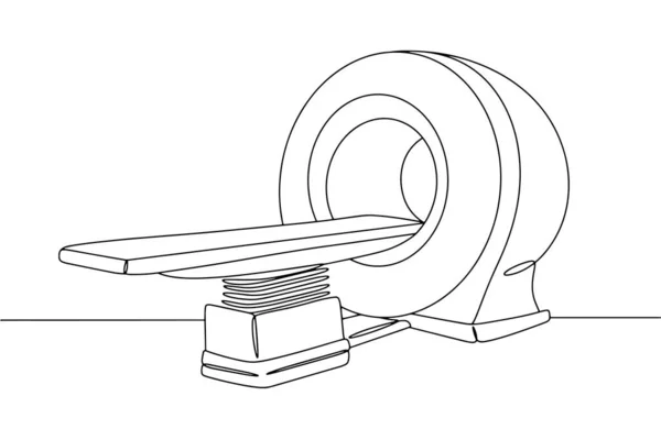 Vücudun iç anatomik yapılarının detaylı ve net bir görüntüsünü elde etmenizi sağlayan bir MRI makinesi. Uluslararası Radyoloji Günü. Farklı kullanım alanları için bir çizgi. Vektör.