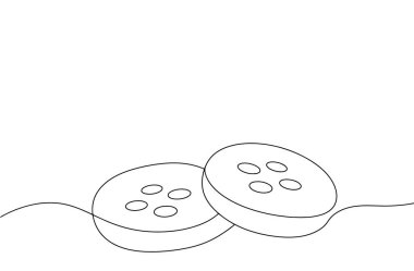 Düz bir yüzeyde bir çift düğme var. Aksesuar dikiyorum. Ulusal Düğme Günü. Farklı kullanım alanları için bir çizgi. Vektör illüstrasyonu.