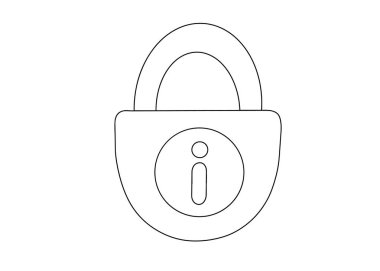 Bilgi sembolü resmi ile kilitle. Kişisel verilerin ve bilgilerin korunması. Veri Koruma Günü. Farklı kullanım alanları için bir çizgi. Vektör illüstrasyonu.