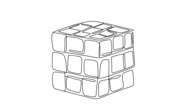 Düşünce ve mantığın gelişimi için Rubik Küpü. Dünya Mantık Günü. Vektör çizimi. Herhangi bir aşamada herhangi bir yapay zeka yazılımı kullanılmadan üretilen resimler. 