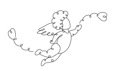 Aşk tanrısı kalplerle çevrili. Sevgililer Günü. Vektör çizimi. Herhangi bir aşamada herhangi bir yapay zeka yazılımı kullanılmadan üretilen resimler. 