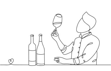 Bir adam şişeden dökülen şarabın kalitesini değerlendirir. Alkollü içeceklerin tadına bakan birinin işi. Herhangi bir aşamada herhangi bir yapay zeka yazılımı kullanılmadan üretilen resimler. 