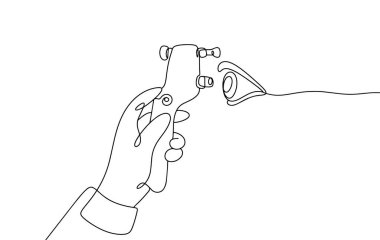 Tonometri. Gözün iç basıncını ölçmek için bir yöntem. Göz hastalıklarının teşhisi. Vektör çizimi. Herhangi bir aşamada herhangi bir yapay zeka yazılımı kullanılmadan üretilen resimler. 