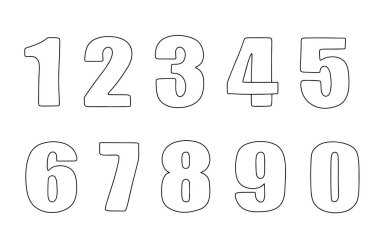 Devamlı çizgi çizme tarzında numaralar. Bir dizi soyut sayı çizimleri. Vektör çizimi. Herhangi bir aşamada herhangi bir yapay zeka yazılımı kullanılmadan üretilen resimler. 