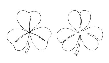 Aziz Patrick Günü 'nün ana sembolü. Çizgili yonca. Yonca. Vektör çizimi. Herhangi bir aşamada herhangi bir yapay zeka yazılımı kullanılmadan üretilen resimler. 