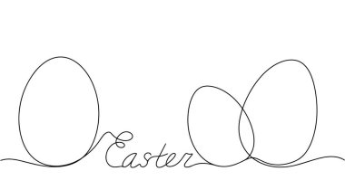 Paskalya yumurtaları ve üstünde paskalya yazıları var. Minimalist kartpostal. Paskalya teması. Herhangi bir aşamada herhangi bir yapay zeka yazılımı kullanılmadan üretilen resimler. 