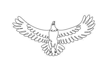 An eagle soars in the sky with its wings spread wide. A large bird of prey flies in the air. Vector illustration. Images produced without the use of any form of AI software at any stage.  clipart