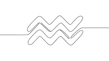 Zodiac işareti Kova burcu. Zodyak işaretini sembolize eden basit bir ikon. Çizgi çizimi.