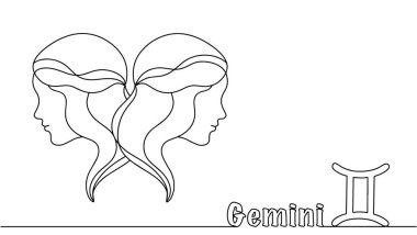 İkizler. Çifte burç işareti. Birbirinin aynısı iki kızın sırtı birbirine dönük. İç işkence ve ikiliğin sembolü.. 