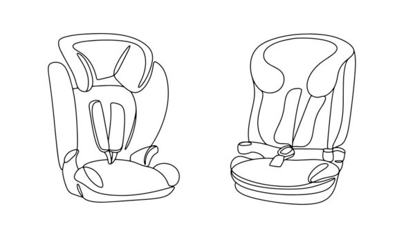 Два разных детских автокресла. Устройства, которые устанавливаются в автомобиле для безопасной перевозки детей. Изолированный вектор на белом фоне.